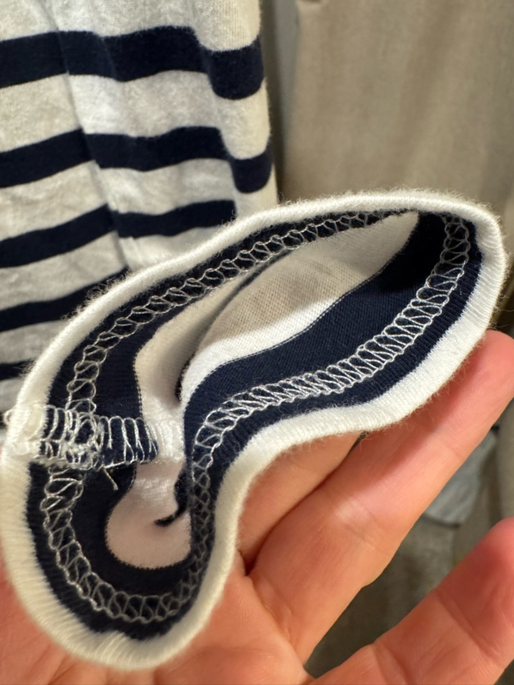 Madewell 100% Cotton Northside Long Sleeve Tee in Stripe Navy & White - XS - Picture 7 of 11